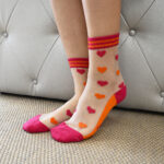 Media Tobillera Corazones Rosas y Naranjas